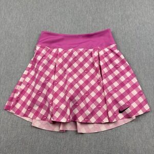 Nike Skirt Skort Women Small Pink Court Dri-Fit Club Checkered Tennis DX1142-613